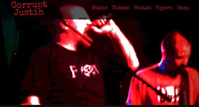 Corrupt Justin home page screenshot