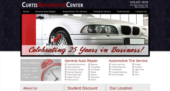 Curtis Automotive Center home page screenshot