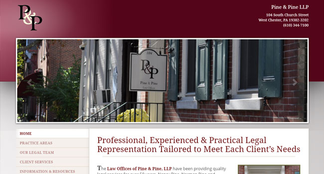 Pine & Pine LLP home page screenshot