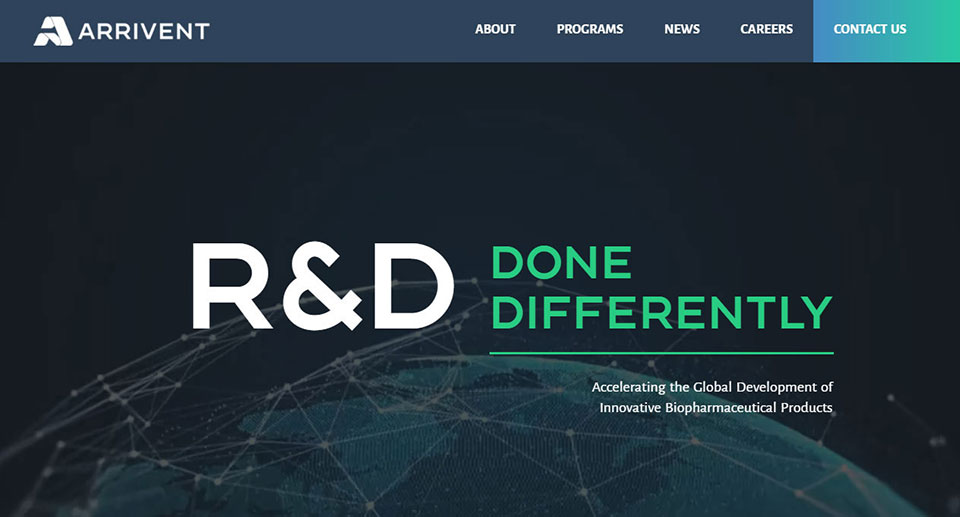 Arrivent Biopharma homepage screenshot