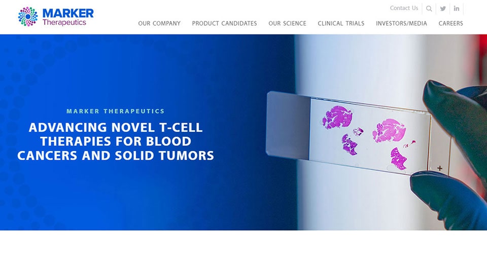 Marker Therapeutics homepage screenshot